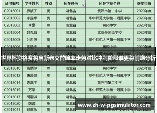 世界杯资格赛将启新老交替赔率走势对比冲刺阶段谁更稳前瞻分析